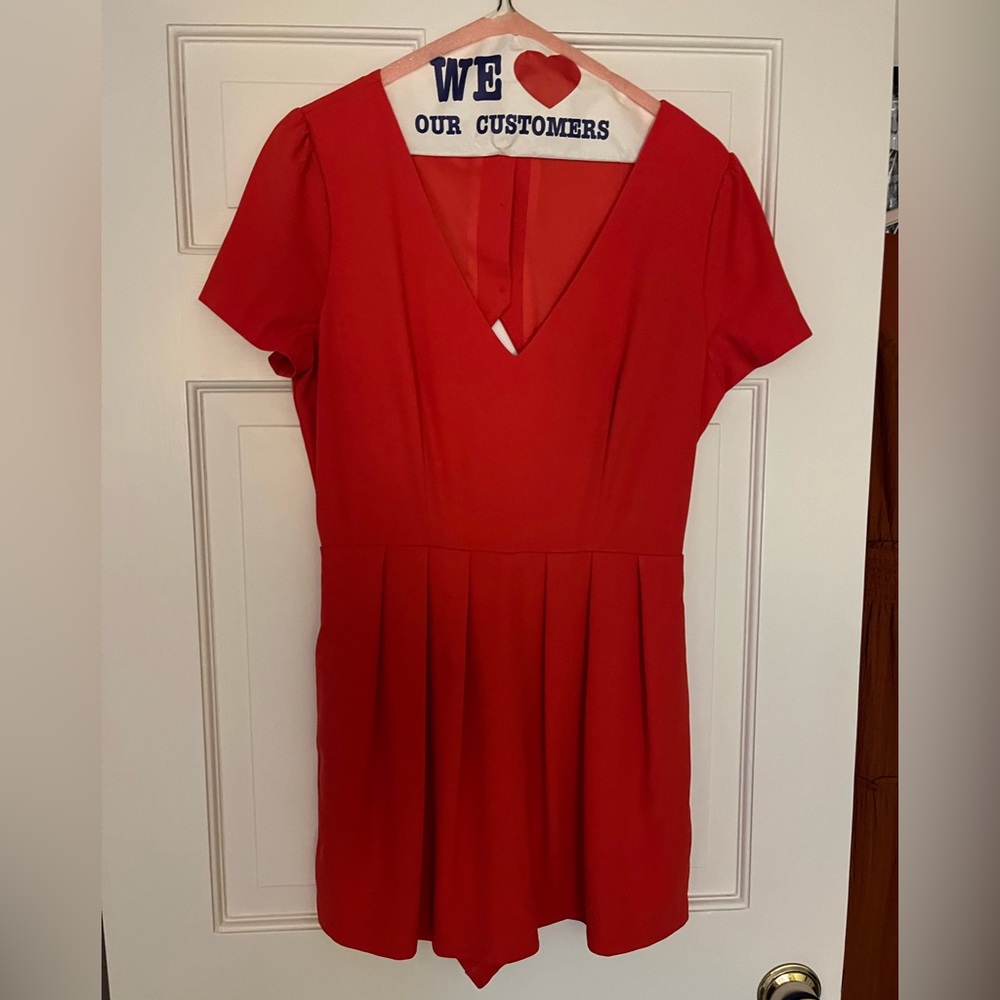 Bright Orange Romper Skort with Open Back